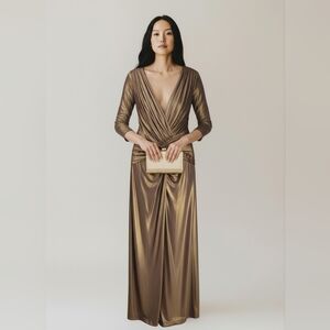 Tadashi Shoji Antique Gold Shimmer Gown